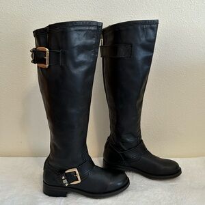 Steve Madden Black Leather Knee High Boots Size 5.5